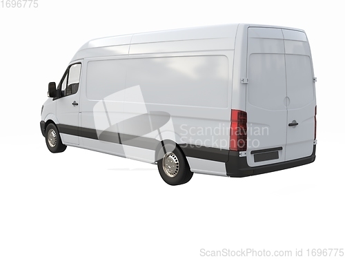 Image of White Commercial Delivery Truck isolated on a White Background