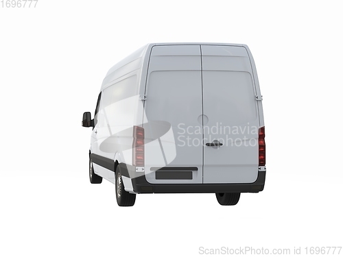 Image of White Commercial Delivery Truck isolated on a White Background