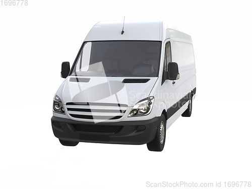 Image of White Commercial Delivery Truck isolated on a White Background