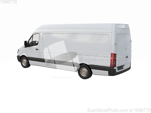 Image of White Commercial Delivery Truck isolated on a White Background