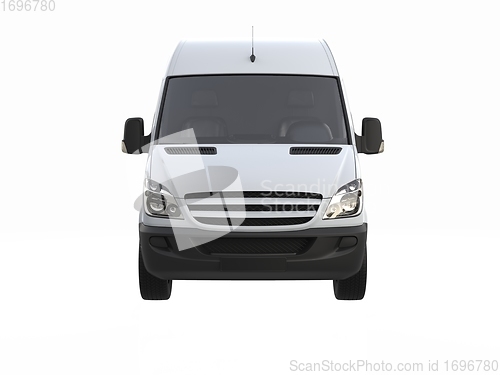 Image of White Commercial Delivery Truck isolated on a White Background