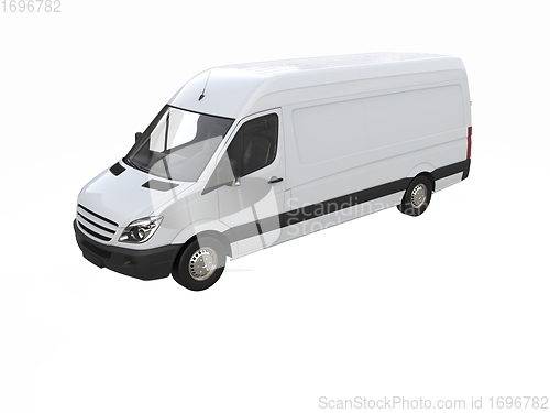 Image of White Commercial Delivery Truck isolated on a White Background