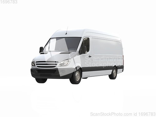 Image of White Commercial Delivery Truck isolated on a White Background