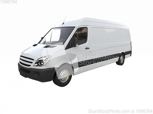 Image of White Commercial Delivery Truck isolated on a White Background