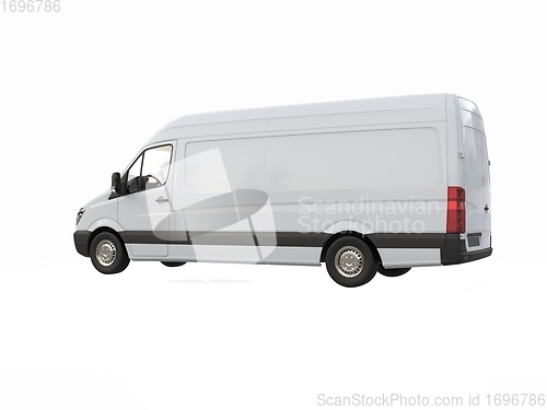 Image of White Commercial Delivery Truck isolated on a White Background