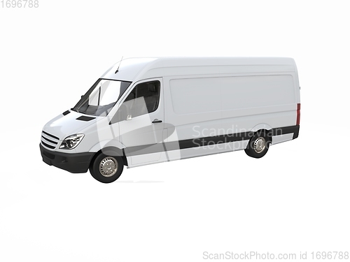 Image of White Commercial Delivery Truck isolated on a White Background