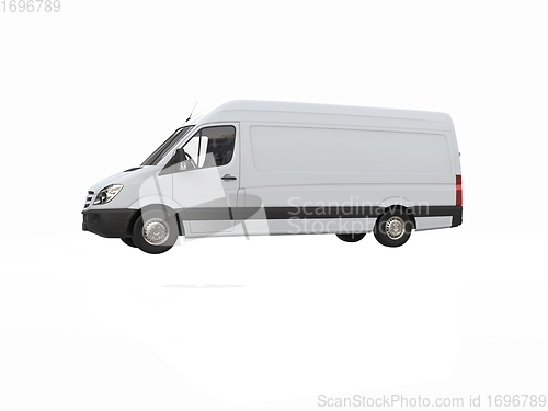 Image of White Commercial Delivery Truck isolated on a White Background