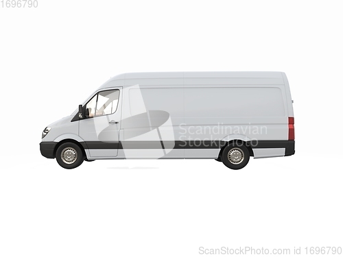 Image of White Commercial Delivery Truck isolated on a White Background