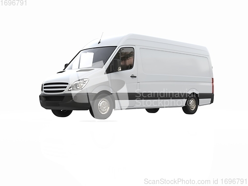 Image of White Commercial Delivery Truck isolated on a White Background