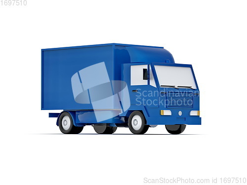 Image of Blue Toy Commercial Delivery Truck on a White Background