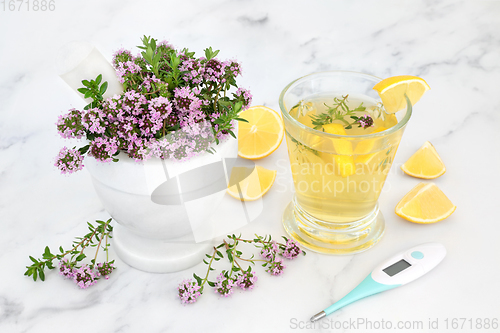 Image of Thyme Herb and Lemon for Natural Cold and Flu Remedy