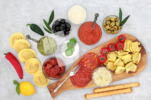 Image of Healthy Italian Lunch with Mediterranean Ingredients