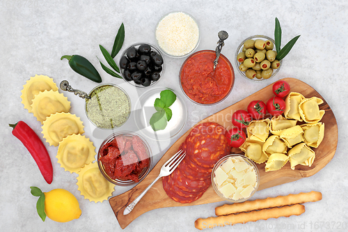 Image of Healthy Italian Lunch with Mediterranean Ingredients