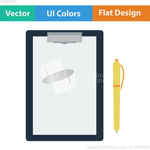 Image of Flat design icon of Tablet and pen