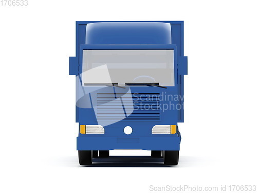 Image of Blue Toy Commercial Delivery Truck on a White Background