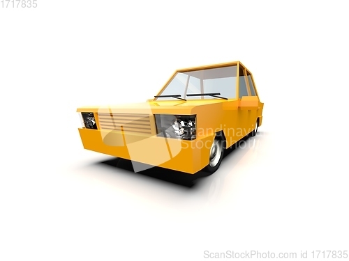 Image of Low Poly Yellow Car Sedan Isolated on White Background