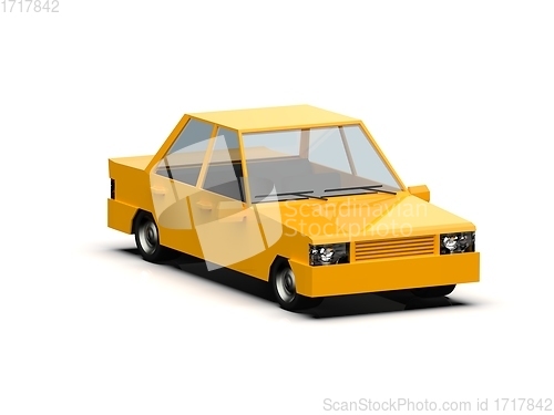 Image of Low Poly Yellow Car Sedan Isolated on White Background