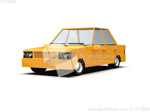 Image of Low Poly Yellow Car Sedan Isolated on White Background