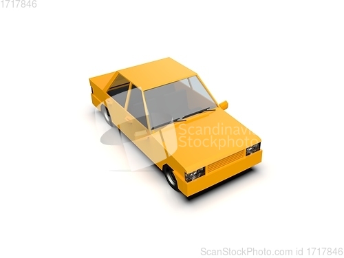 Image of Low Poly Yellow Car Sedan Isolated on White Background