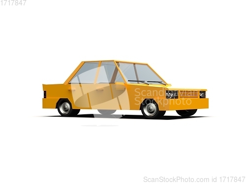 Image of Low Poly Yellow Car Sedan Isolated on White Background