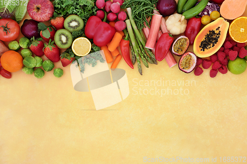 Image of Antioxidants Health Food Background with Fruit and Vegetables