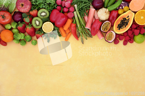 Image of Antioxidants Health Food Background with Fruit and Vegetables