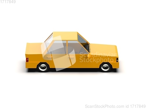 Image of Low Poly Yellow Car Sedan Isolated on White Background