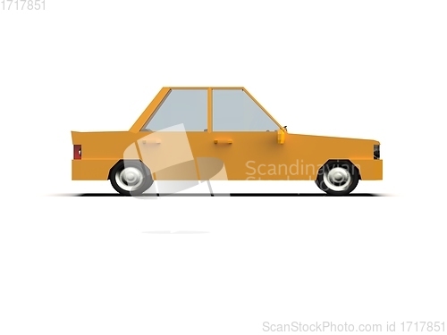 Image of Low Poly Yellow Car Sedan Isolated on White Background