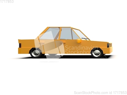 Image of Low Poly Yellow Car Sedan Isolated on White Background