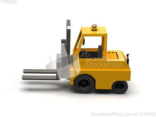 Image of 3d Lowpoly Icon Forklift Truck Loader Cartoon Style Isolated on 