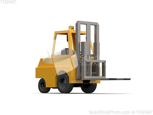 Image of 3d Lowpoly Icon Forklift Truck Loader Cartoon Style Isolated on 