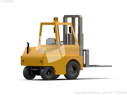 Image of 3d Lowpoly Icon Forklift Truck Loader Cartoon Style Isolated on 