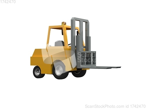 Image of 3d Lowpoly Icon Forklift Truck Loader Cartoon Style Isolated on 