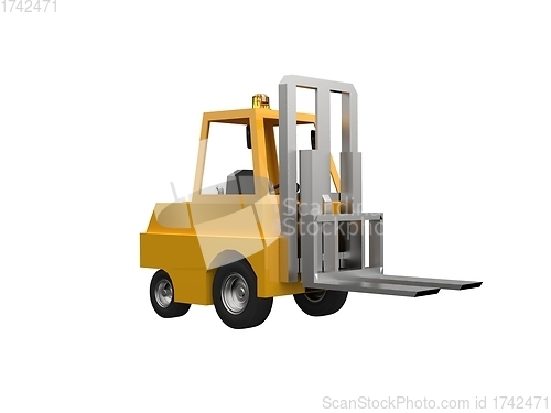 Image of 3d Lowpoly Icon Forklift Truck Loader Cartoon Style Isolated on 