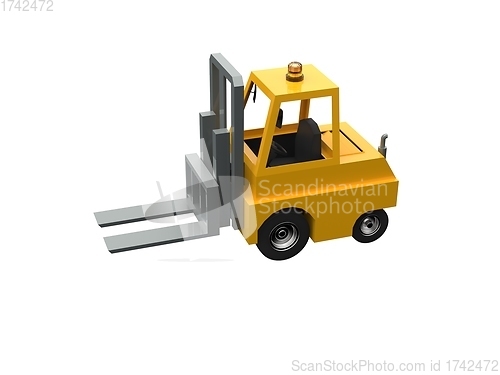 Image of 3d Lowpoly Icon Forklift Truck Loader Cartoon Style Isolated on 