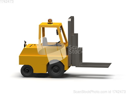 Image of 3d Lowpoly Icon Forklift Truck Loader Cartoon Style Isolated on 