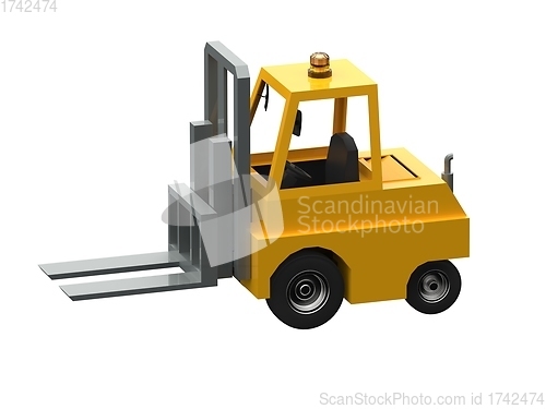 Image of 3d Lowpoly Icon Forklift Truck Loader Cartoon Style Isolated on 