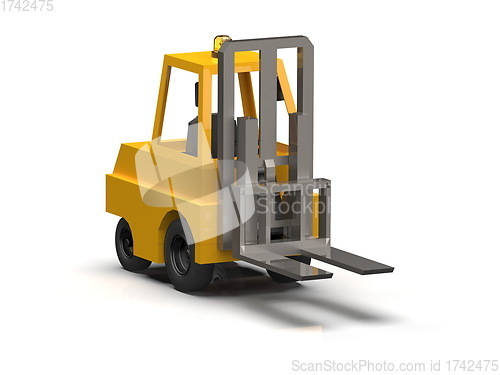 Image of 3d Lowpoly Icon Forklift Truck Loader Cartoon Style Isolated on 