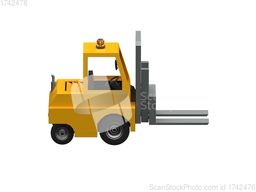Image of 3d Lowpoly Icon Forklift Truck Loader Cartoon Style Isolated on 