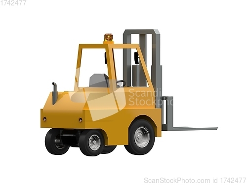 Image of 3d Lowpoly Icon Forklift Truck Loader Cartoon Style Isolated on 