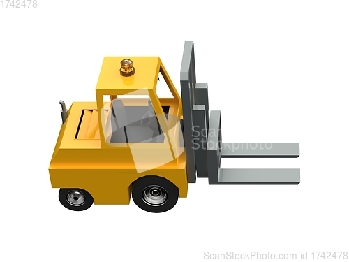 Image of 3d Lowpoly Icon Forklift Truck Loader Cartoon Style Isolated on 