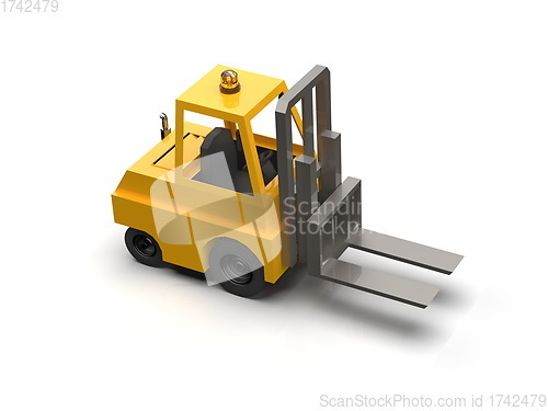 Image of 3d Lowpoly Icon Forklift Truck Loader Cartoon Style Isolated on 