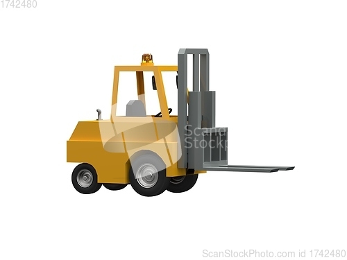 Image of 3d Lowpoly Icon Forklift Truck Loader Cartoon Style Isolated on 