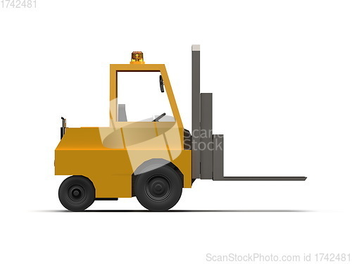 Image of 3d Lowpoly Icon Forklift Truck Loader Cartoon Style Isolated on 