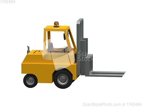 Image of 3d Lowpoly Icon Forklift Truck Loader Cartoon Style Isolated on 