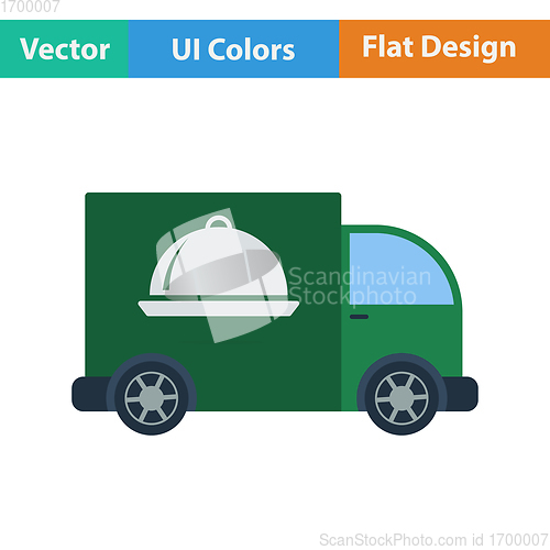 Image of Flat design icon of Delivering car 