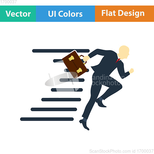 Image of Flat design icon of Accelerating businessman