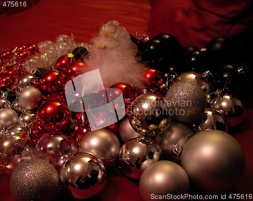 Image of christmas tree baubles and fairy