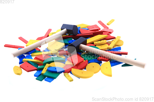 Image of color wooden toy shapes
