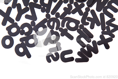 Image of black plastic alphabet isolated